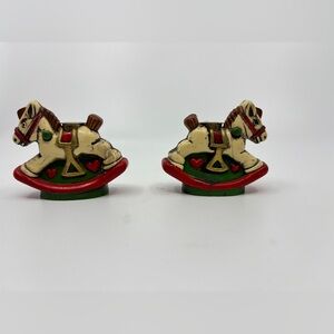 Charming Christmas Rocking Horse Candle Holders